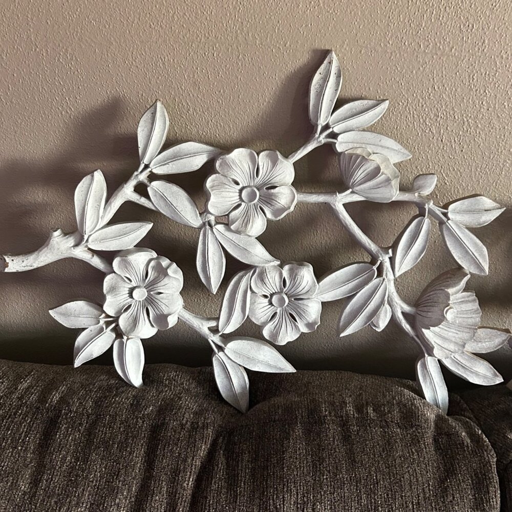 Vintage Syroco Floral Wall Plaques Set of 2 Cottage MCM Hollywood Regency 4564 - Picture 2 of 10